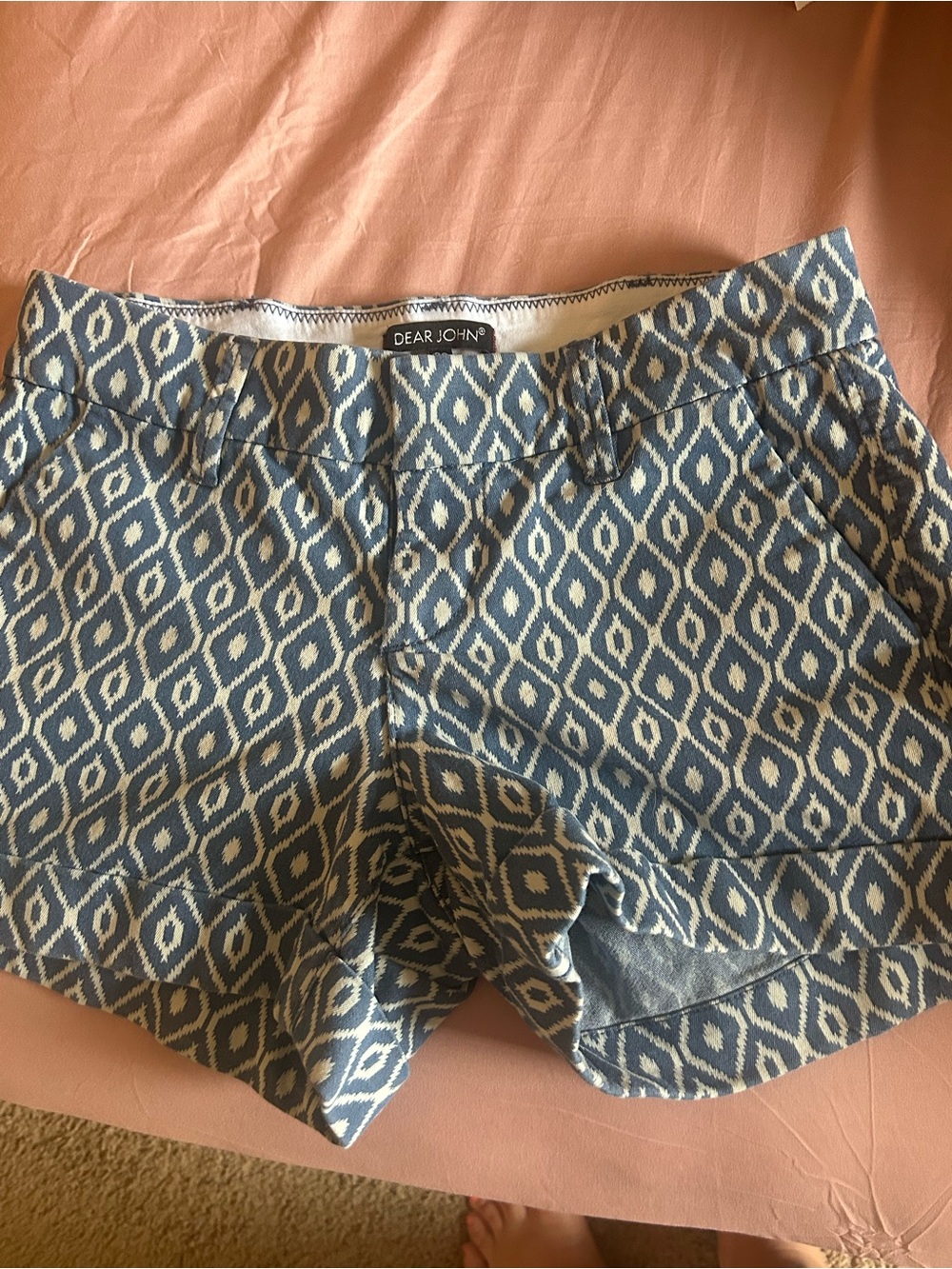 Dear John Blue and White Ikat Print Shorts